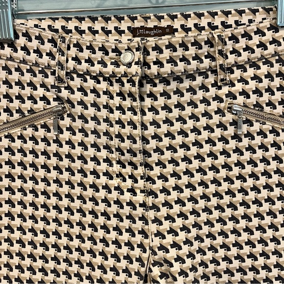 J. McLaughlin Check Patterned Tapered Pant Zippers At Bottom Back Women’s Sz 10 - Picture 2 of 11